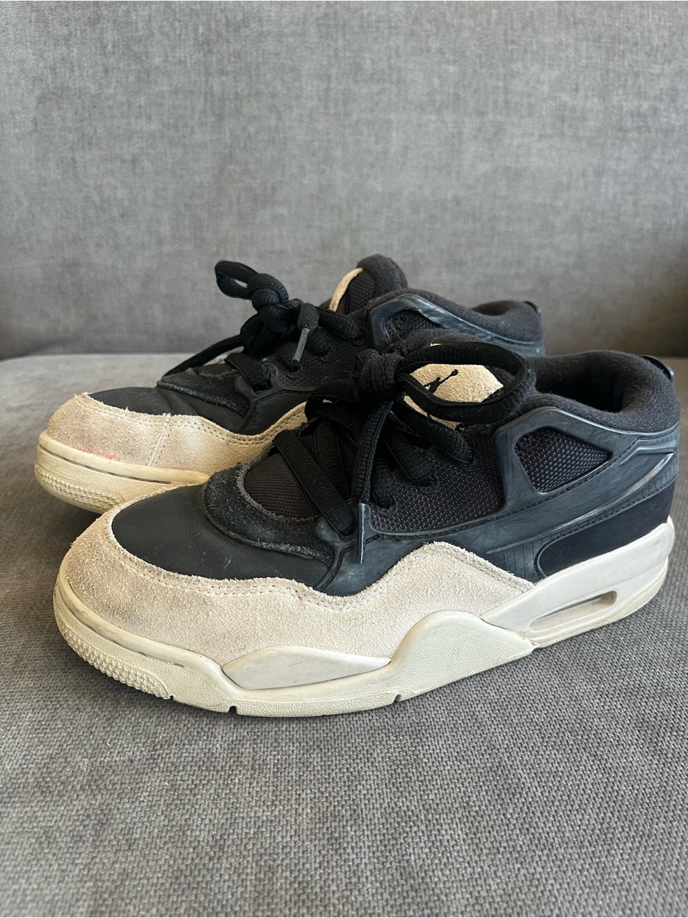 Black and Beige Suede Athletic Sneakers